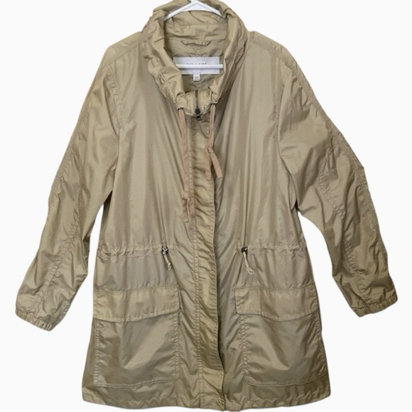 Coach Tan Lightweight Drawstring Waist WIndbreaker Jacket Women's Large Utility - Picture 1 of 8